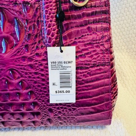 NWT Brahmin Small Finley Satchel Dewberry Melbourne Purple Leather $365 - Picture 6 of 9